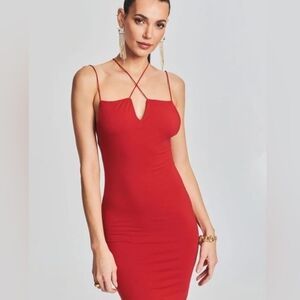 SER.O.YA  Revolve Red Sexy Brogan Midi Bodycon Dress S NWT